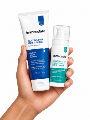 Immaculate oil-free moisturiser and 0.3% retinol night cream combo for oily and acne-prone skin