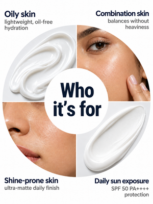Immaculate oil-free moisturiser and SPF 50 sunscreen combo for matte skin and daily sun protection
