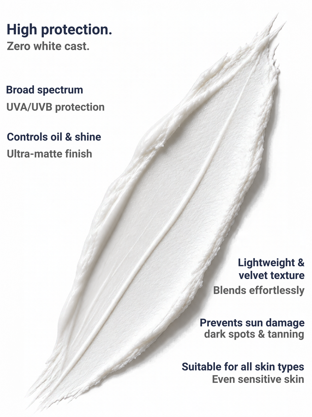 Immaculate Ultra Matte Velvety Touch Sunscreen SPF 50 PA++++ 50g tube with Titanium Dioxide, Zinc Oxide, Ceramides and Vitamin E for oily skin, no white cast