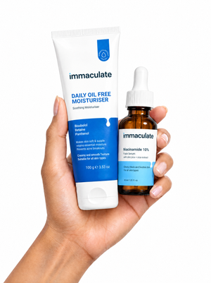 Immaculate oil-free moisturiser and Niacinamide 10% serum combo for oily, acne-prone and uneven skin