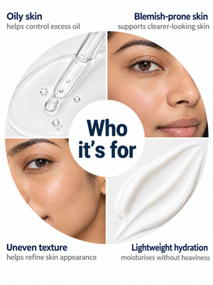 Immaculate oil-free moisturiser and Niacinamide 10% serum combo for oily, acne-prone and uneven skin