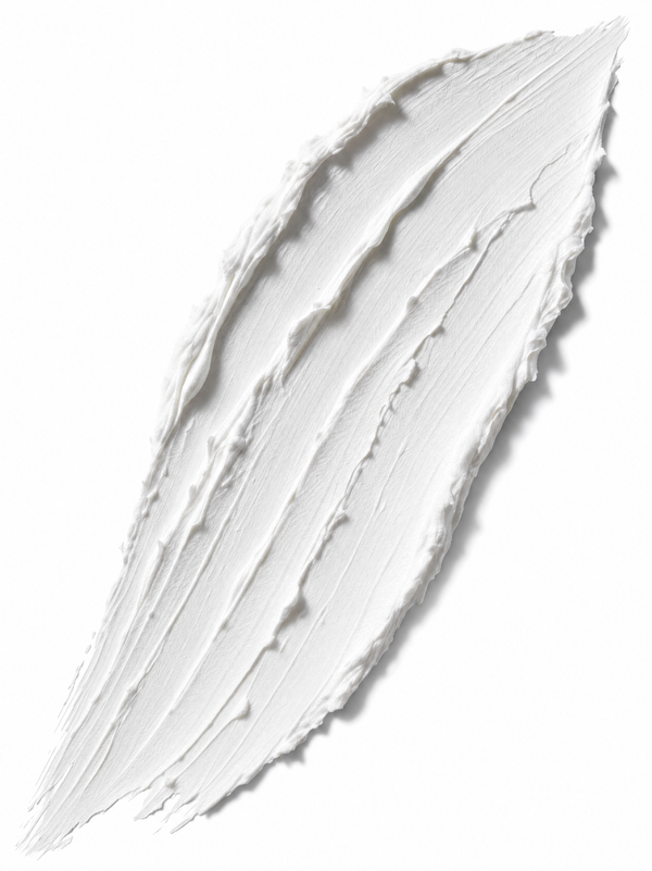 Immaculate Ceramide & Hyaluronic Acid Moisturiser texture swatch - rich thick white cream swiped on a white surface